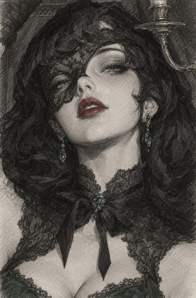 Masked woman concept art