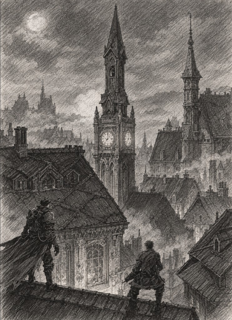 Rooftop overlook concept art