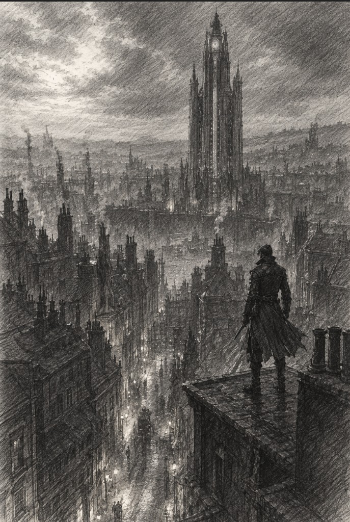 Rooftop city concept art