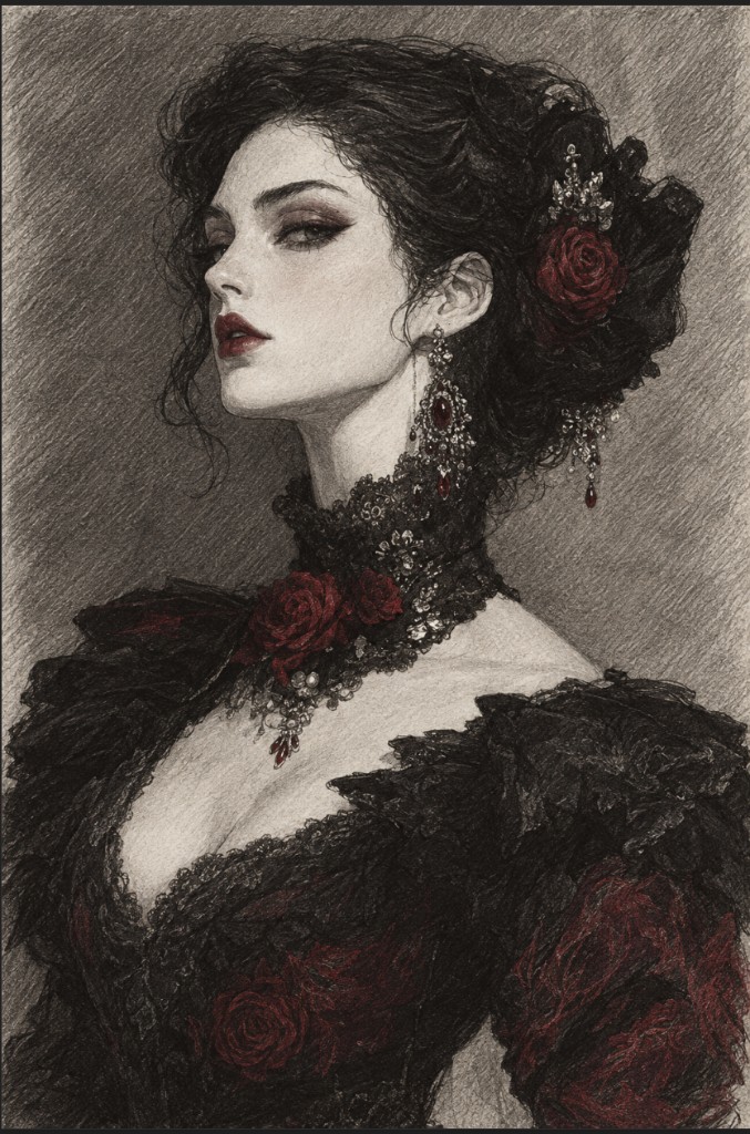 Woman with roses concept art